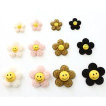 1개 6cm 입체장식 와펜 뽀글스마일 12종, 대_476112, 올리브