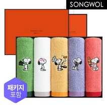 스누피 러브잇 수건 5장세트 (OR박스+OR쇼핑백), 연보라