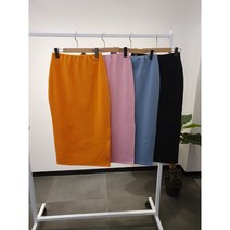 무배 데일리 슬림핏 컬러 옆트임 H라인 면롱스커트