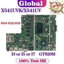 X541UV 노트북 ASUS X541UJ X541UVK X541U F541U A541U 메인 I3 I5 I7 CPU GT920M 4GB/8GB-RAM 메인 보드, I7-7500U 4GB