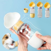 도매창고 구름 강아지 애견 고양이 휴대용 산책 간식 물통 급수기 텀블러 보틀 물그릇 식기, 구름물통-350ml, 옐로우