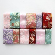 C356 자수꽃 한복리본 길이90cm, 금사 핑크(pink), 2.5cm