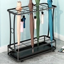 업소용 철제 우산꽂이 18구 물받이 식당 카페 장마소품 인테리어 접이식 통 매장 스탠드형, 블랙, 1개