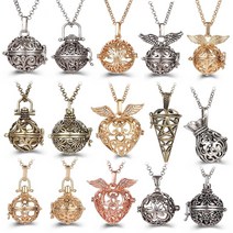 여러 스타일 멕시코 차임 천사 날개 음악 볼 목걸이 빈티지 향수 로켓 목걸이 아로마 테라피 오일 디퓨저 도매, 10개