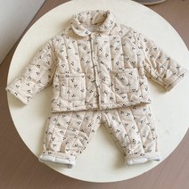 도오빠 누비팜팜 아동 누빔 겨울 투피스 세트 따뜻한 기모 잠옷 귀여운 패턴 상하세트 여아 남아 공용 키즈 주니어 어린이