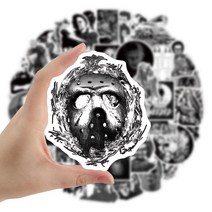 노트북스티커 캐리어스티커 혼합 공포 영화 캐릭터 스티커 10/50 개 흑백 DIY 바이크 오토바이 자동차 노트북 가방 스케이트 보드 데칼, [01] 10Pcs-Random