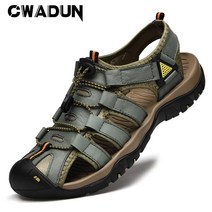 Cwadun 남성 캐주얼 천연가죽 여름 샌들 240-290mm