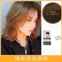 남자 장발 가발 앞머리 가르마 레이어드 리프컷 염색, 라이트 브라운