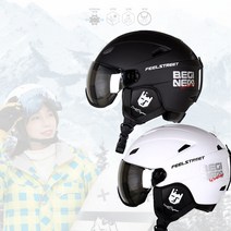 필스트리트 고글 일체형 바이저 헬멧 스키 스노우보드, 블랙(M 55-57)
