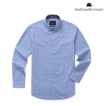 [논아이론] 윈도우패인 스트레치 셔츠_블루_0DSSZ11GCL