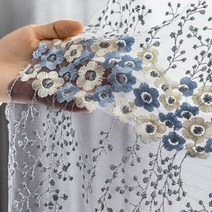 꽃무늬커튼 자수레이스커튼 속지 커튼 회색 흰색 그라디언트 미니 꽃 자 수 Tulle 거실 커피 발코니 부엌 파티션 원사 거 즈 Drapes 4