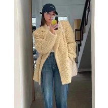 여성용 페이크 모피 곱슬 원사 정장 재킷 슬리밍 하프 퀼팅 깔깔이 코트 겨울
