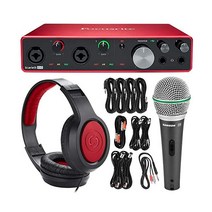 포커스라이트 Scarlett 8i6 오디오 인터페이스 + Q6 마이크 + Extra Bass 헤드폰 + 케이블 액세서리