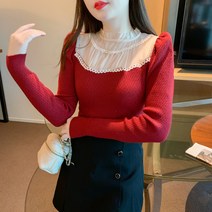 가을 겨울 미니멀한 디자인 기질 슬림핏 레깅스 니트 풀오버