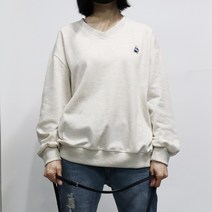 데님투나잇 봄 가을용 여성 오버핏 브이넥맨투맨 프리사이즈 맨투맨