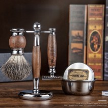 빈티지 면도기 세트 금속 수동 레트로 수제 양면 칼날, 개인용 레드 샌달우드 5종 세트