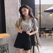 여성 여름 멜빵 반바지 오버롤 프릴 빅사이즈 무지 와이드 숏팬츠 심플 A21