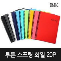 스프링 클리어화일 메모화일 20매, 진청