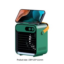 이동식에어컨 수냉식 에어컨 작은방 실외기없는 미니 USB 충전 휴대용 에어 쿨러 선풍기 데스크탑 쿨링 소, 02 green