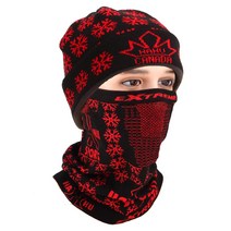 하후캐나다 눈꽃세트 방한마스크+방한비니모자 방한모자워머 겨울마스크 겨울모자 등산모자, 블랙레드