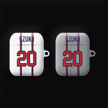 와우박스 2021시즌 애틀랜타 브레이브스 마르셀 오즈나 싸인 에어팟 버즈 하드 케이스, 유광 하드케이스, 버즈(밑판 검정색)