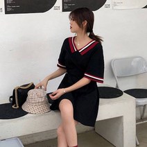 가바바 여성 원피스 스트라이프 카라 포인트 캐주얼한 데일리 미니원피스 G35441
