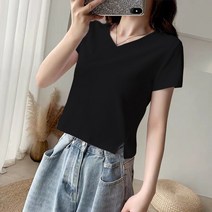 여성 반팔티 티셔츠 슬림 핏 반소매 여자반팔티셔츠 크롭 T 스퀘어 넥 인박카146