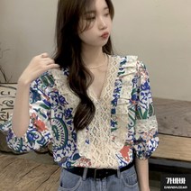 가바바 여성 블라우스 휴양지에 잘 어울릴듯한 샤랄라 블라우스 G70068