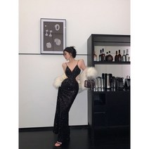 시퀸스커트 웨이스트 파티 치마 스팽글 블링 슬림
