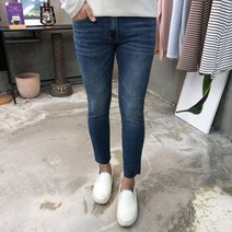 용된다 남자 워싱 데님 컷팅 스판 청바지