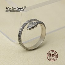 HelloLook 925 스털링 실버 고딕 파이썬 뱀 반지 남성 여성 조절 가능한 크기 랩 링 펑크 쥬얼리, [01] 3168