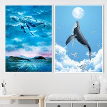 여자아이방꾸미기 모던 인테리어 동물 그림 행운 고래 액자, 01번 상승의 고래, 무광골드(고급캔버스출력), 대형A1 (59.4x84.1cm)