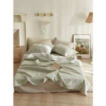 데코뷰 민트 멜란체크 리플2겹 여름이불