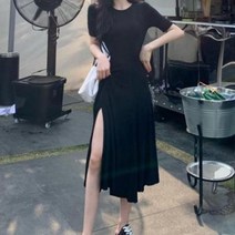 에씨클레오 우아한 캐주얼 감각의 2만원대 선물 꾸안꾸 트임 반팔 원피스 E-601562