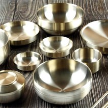 이중 티타늄 그릇 모음 업소용 냉면 밥그릇 찬기 수저, 티타늄 이중 찬기, 소(90x28)mm