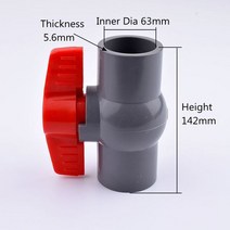 PVC 배관자재 강관파이프 게이트밸브 수도배관자재 20 25 32 40 50 63mm 회색 볼 밸브 정원 농업 관개 피팅 수족관 물 파이프 커넥터 스위치, [03] 3pcs, [06] Inner Dia 63mm