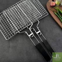 석쇠 스텐 양면 사각 손잡이 접이식 바베큐 캠핑 차박 직화 그릴 석쇠판, 스텐양면석쇠사각