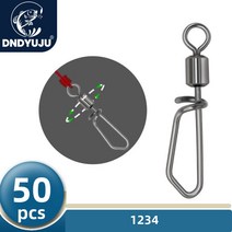 DNDYUJU-스테인레스 스틸 스냅 낚시 롤링 스위블 볼 베어링 핀 루어 후크 태클 액세서리 50 개, Size 1I0(38mm 57kg)