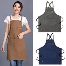 [고급]공방 카페 화방 꽃집 다용도 도예 워크웨어 캔버스 업소용 유니폼 앞치마 4종, 네이비