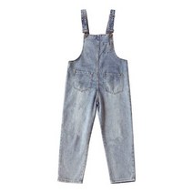 ANKRIC 점프슈트 2022 봄 가을 한국 버전의 느슨한 후크 데님 멜빵 여학생 콘돌 벨트 결합 데님 팬츠 여성