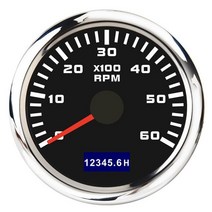 타코메타 타코미터52MM 자동차 RPM 타코미터 3000-8000 타코 미터 LCD 시간 적합 요트 오토바이 보트, 06 Black 6K RPM