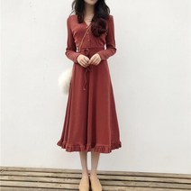 나라라오리 골지 플리츠 니트 원피스