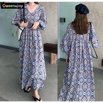 퀸앤조이 히피풍 에스닉 퍼프소매 롱원피스***판매자 퀸앤조이***