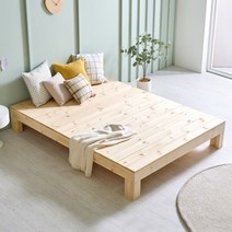 미엔우드 편백나무 레드파인 천연 통원목 평상형 침대 프레임 만들기 미니 싱글 더블 퀸 킹, 평상형 킹, 400mm(메모리폼 사용 추천)