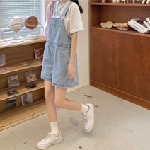 하이웨이스트 와이드 데님 루즈핏 멜빵 점프슈트