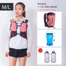 ML 크기 AONIJIE C9104S 야외 울트라 조끼 18L 수화 배낭 팩 가방 연수 플라스크 트레일 러닝 마라톤 레이스, ML 핑크 백 방광