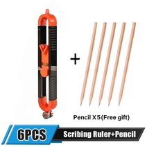 잠금 조정 가능한 잠금 장치가있는 스크 라이빙 눈금자 게이지 정밀 목공 측정, 6개