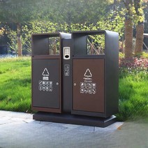 옥외 쓰레기통 전기도금 스텐휴지통 실외 공원휴지통, (럭셔리모델)다크커피투컬러+304스테인리스