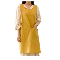 한스데이 단추형 트임 린넨 앞치마, 겨자, 5개