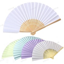 접이식 무지부채 DIY 전통 부채 만들기 캘리그라피 그리기, 블루 (03-242D)